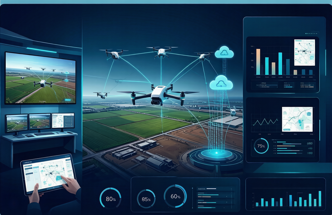 Software platform dashboard with flight telemetry data